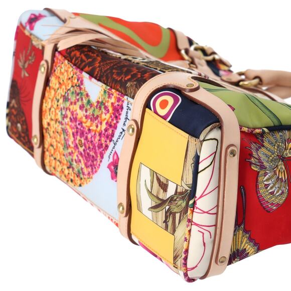 Salvatore Ferragamo Gancini Handbag Cream Beige Multi Nylon Leather - Picture 4 of 7